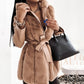 Faux Fur Trim Belted Jacket