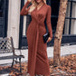 V-Neck Tied Waist Long Sleeve Dress