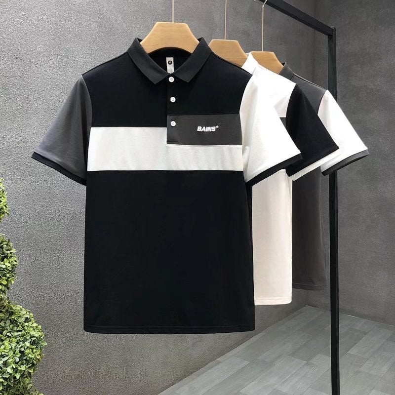 Trend Stitching Contrast Polo Shirt