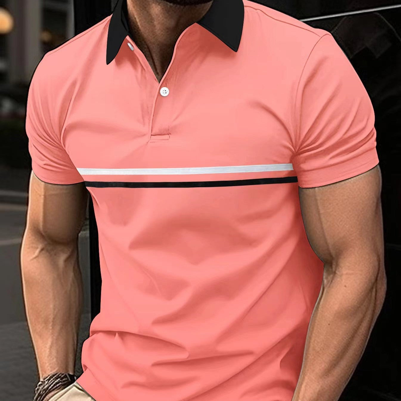 Men’s Button Stitching Sports Polo Shirt