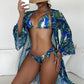 Tropical Triangle Bikini Set with Kimono