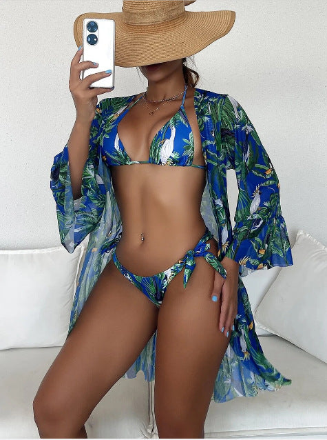 Tropical Triangle Bikini Set with Kimono