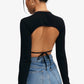 Curved Hem Backless Tie Crop Top