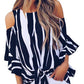 Round Neck Off-the-Shoulder Striped Flared Casual Top