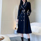 Women's Fashion Jacket Black Long Trench Coat