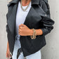 Women PU Leather Top Coat Jacket Loose