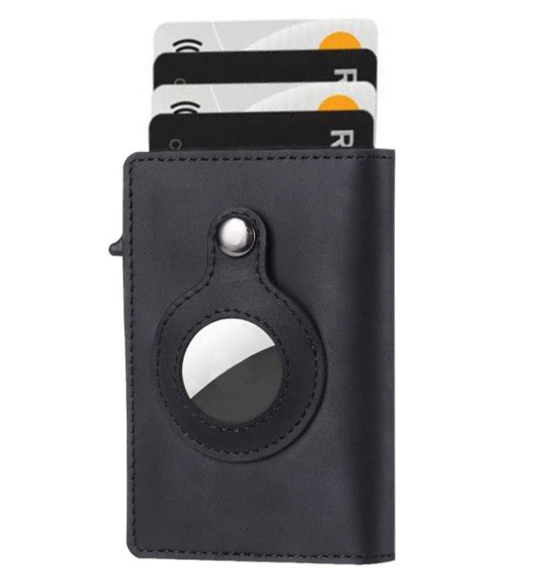 Men’s Leather AirTag RFID Anti-Theft Slim Wallet