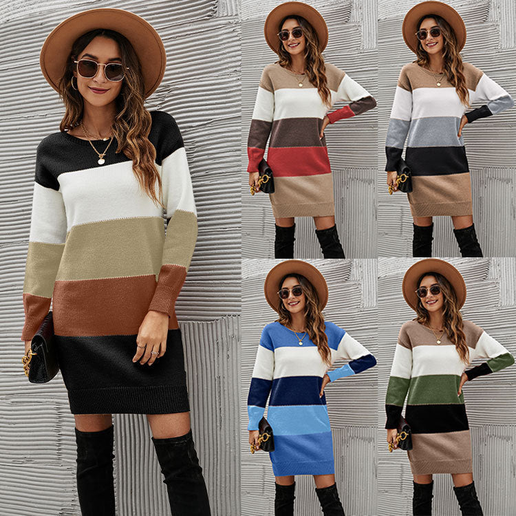 ColorMix Round Neck Knit Dress