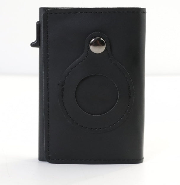 Men’s Leather AirTag RFID Anti-Theft Slim Wallet