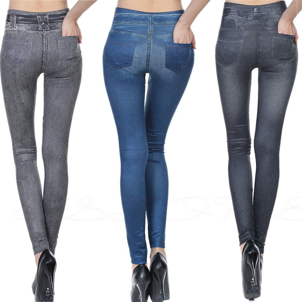 High-Waisted Denim Jeggings