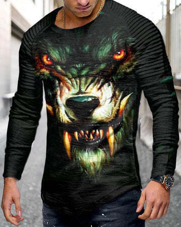 Mens 3D Print Graphic Crew Neck T-shirt