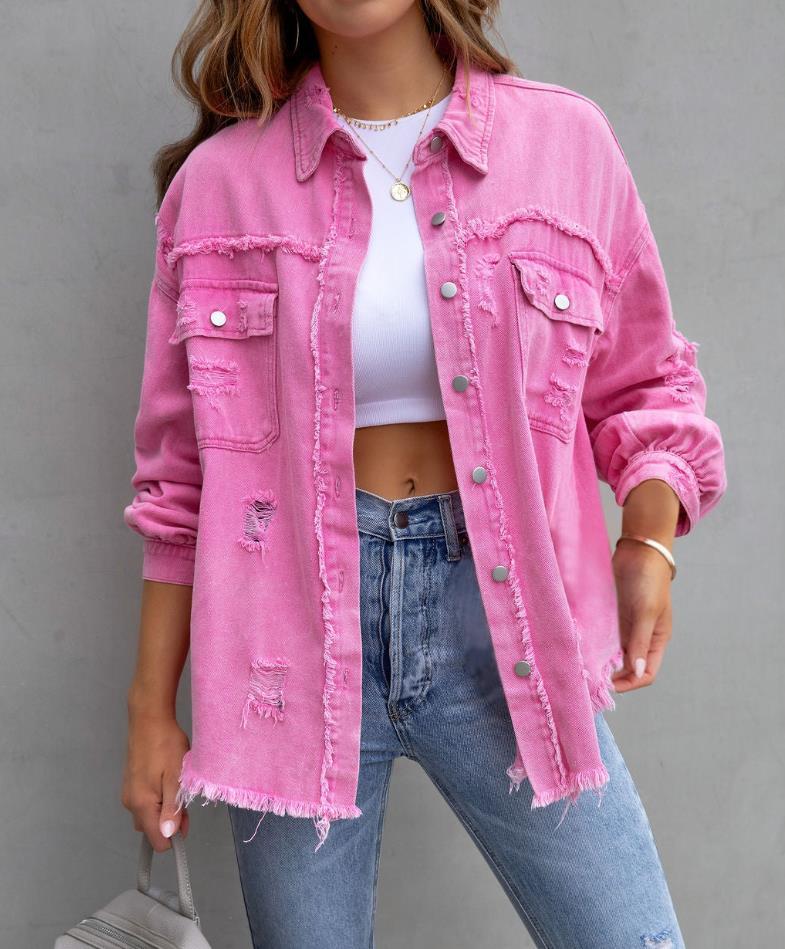 Women’s Oversized Distressed Denim Jacket