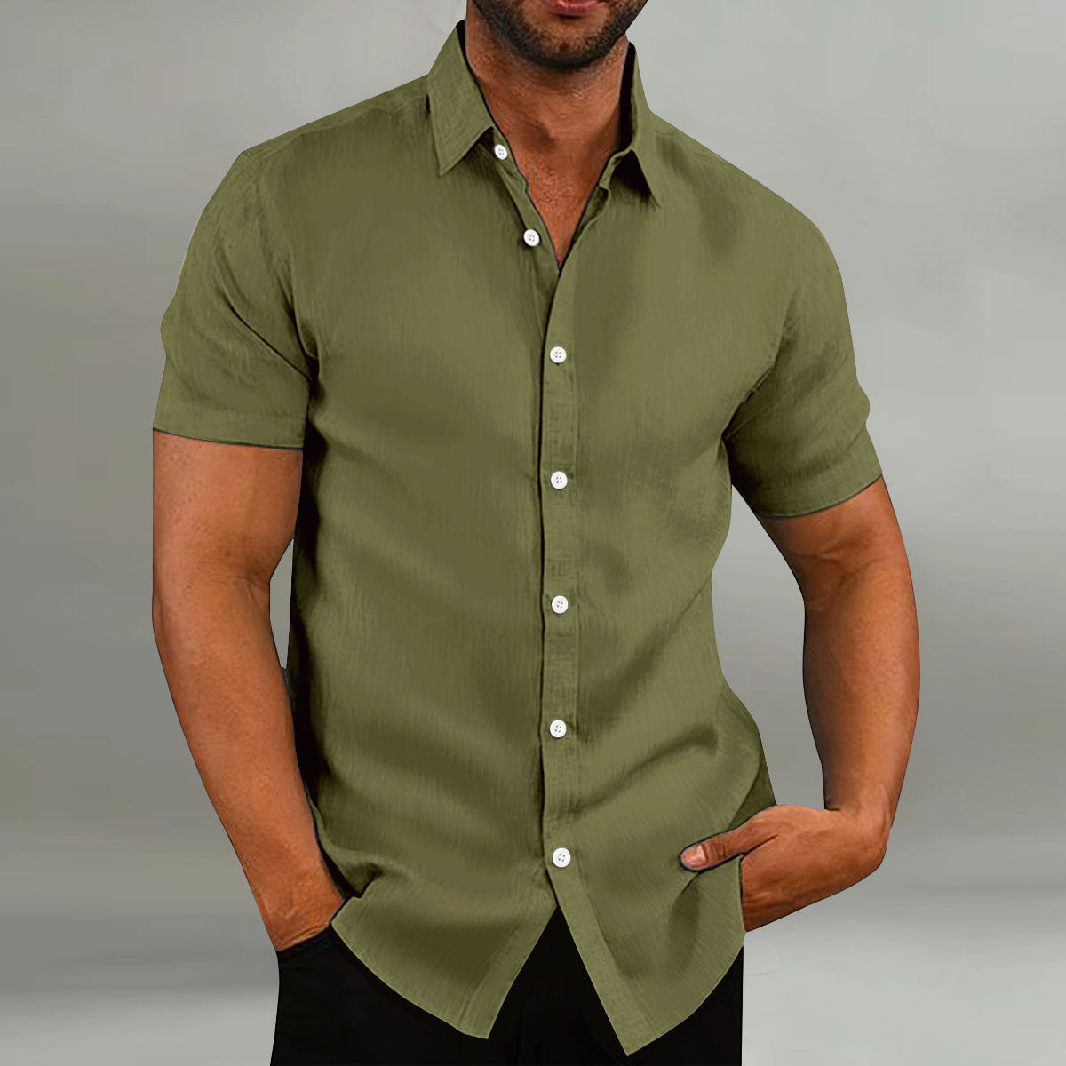 Men’s Vintage Loose Cotton Linen Short Sleeve Shirt