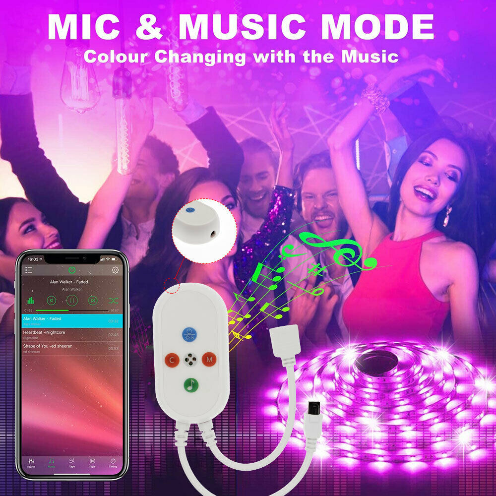 Bluetooth RGB LED Strip Lights with Remote – Color Changing Room Lights