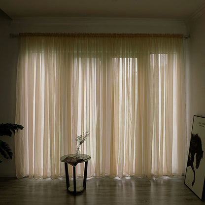 Modern Solid Color Sheer Balcony Curtain