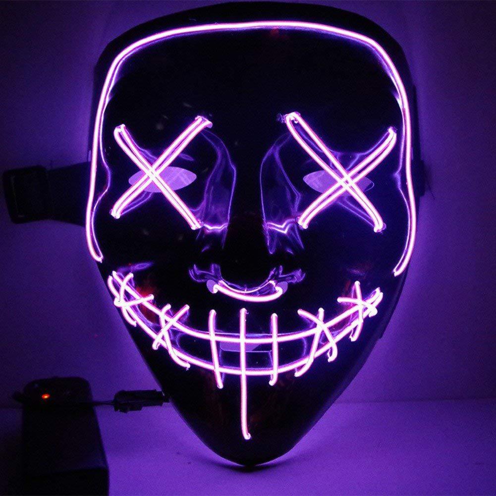 Festive LED Glitter Grimace Mask - Glow Party Accessory