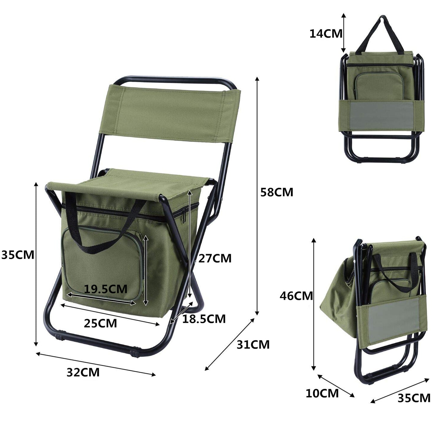 Portable Folding Fishing Chair with Cooler Bag