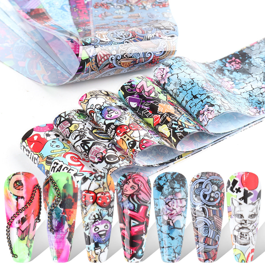 Trendy Cartoon Graffiti Nail Transfer Stickers