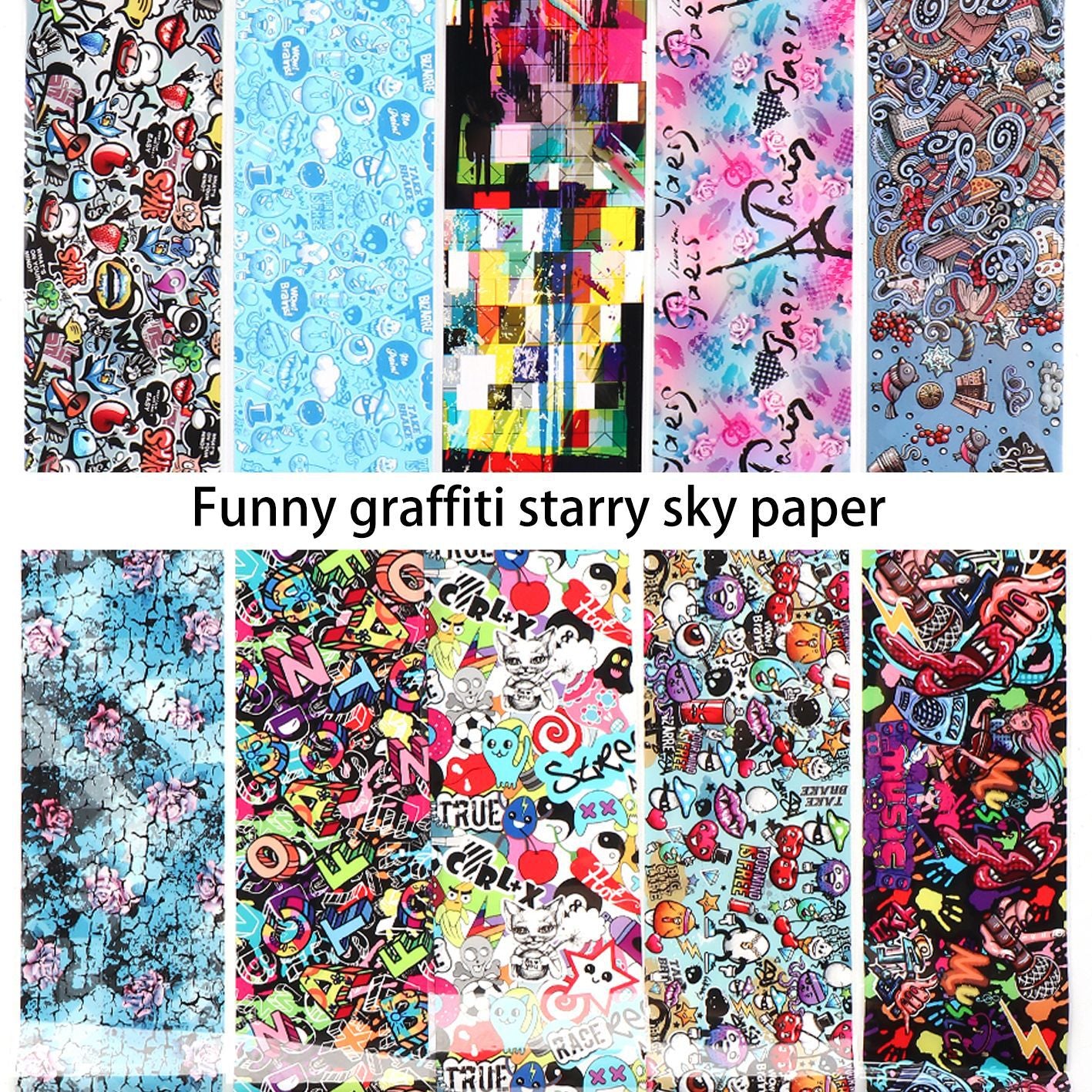 Trendy Cartoon Graffiti Nail Transfer Stickers