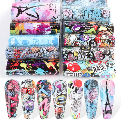 Trendy Cartoon Graffiti Nail Transfer Stickers