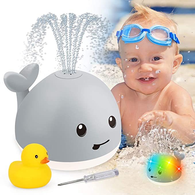 LED Light & Music Cartoon Whale Bath Toy for Babies