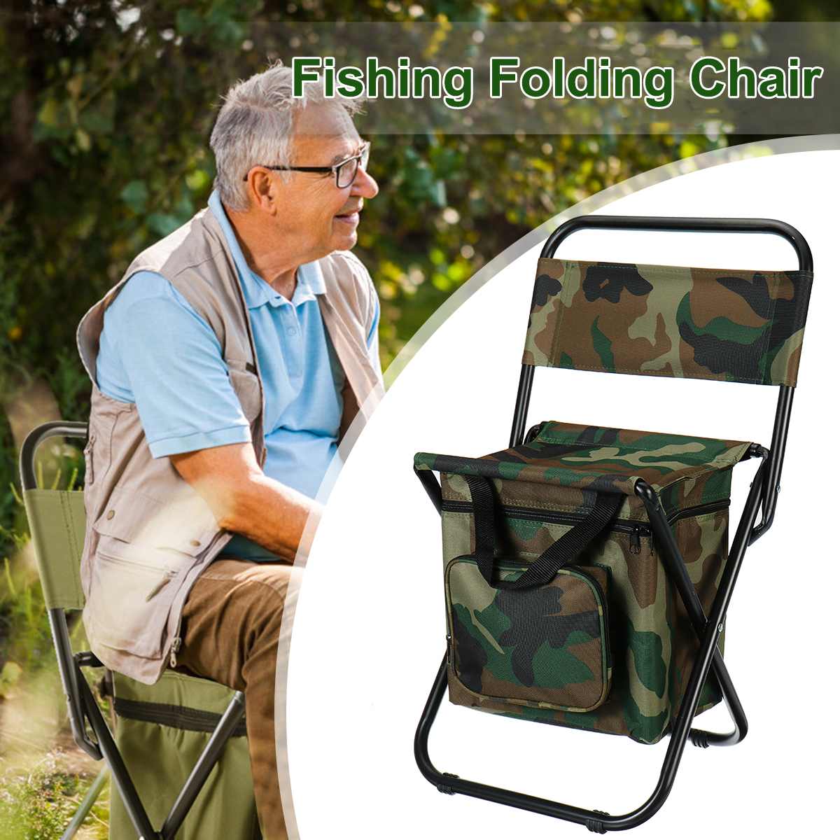 Portable Folding Fishing Chair with Cooler Bag