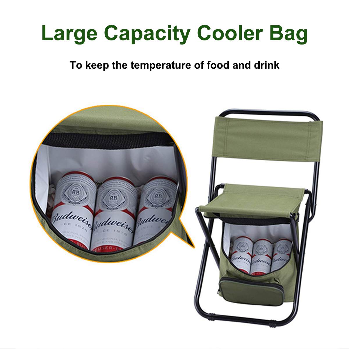 Portable Folding Fishing Chair with Cooler Bag