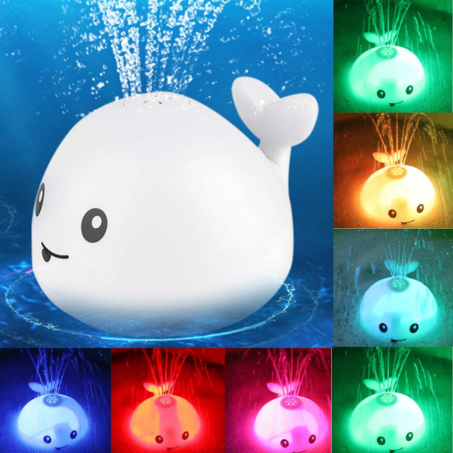 LED Light & Music Cartoon Whale Bath Toy for Babies