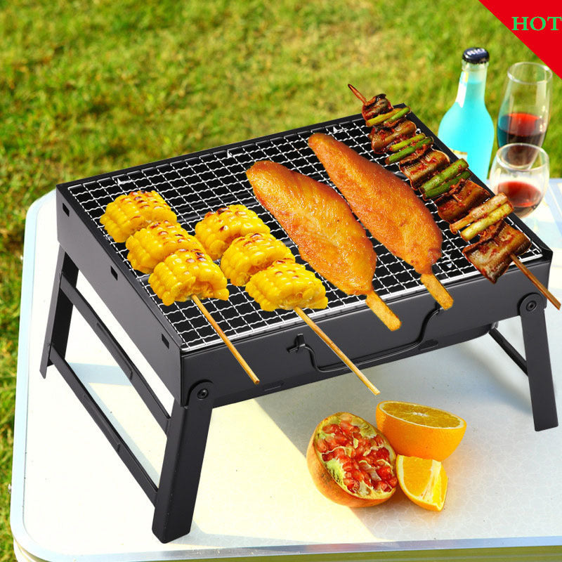 Folding Portable Charcoal BBQ Rack for Outdoor Grilling