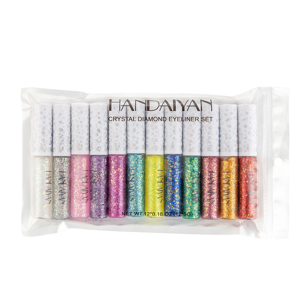 12-Color Glitter Liquid Eyeliner Set