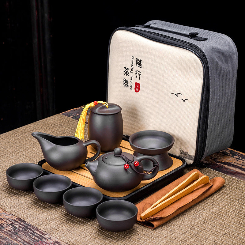 Zisha Portable Travel Tea Set with One Pot and Four Cups