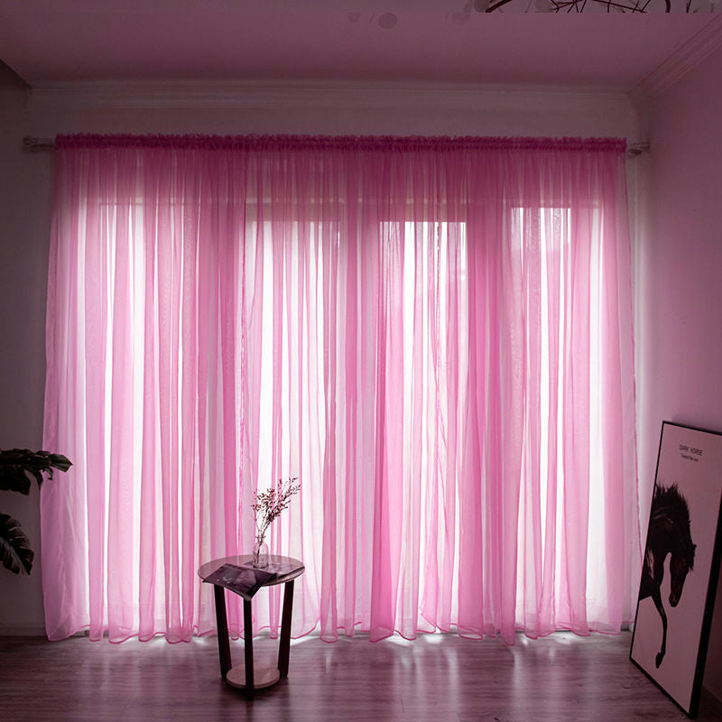 Modern Solid Color Sheer Balcony Curtain