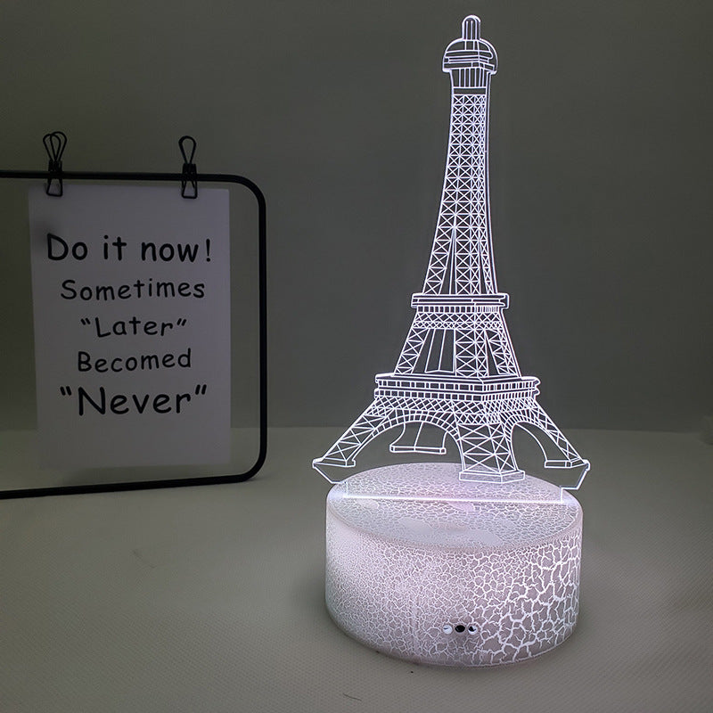 Eiffel Tower 3D Visual Slide Seven Color Table Lamp