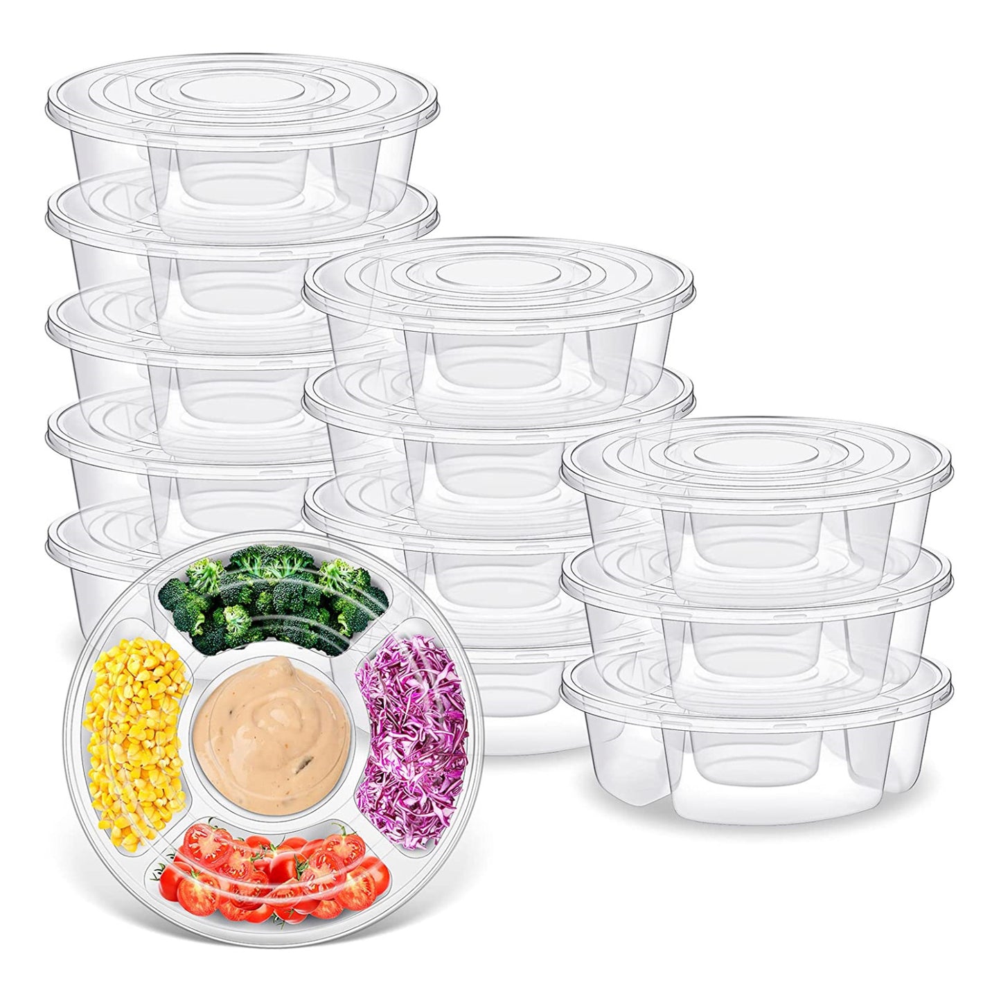 12-Piece Round Serving Trays with Lids