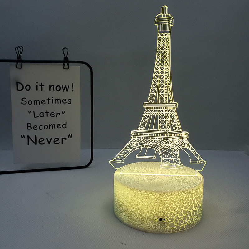 Eiffel Tower 3D Visual Slide Seven Color Table Lamp