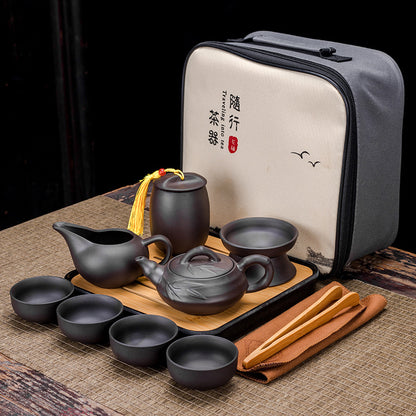 Zisha Portable Travel Tea Set with One Pot and Four Cups