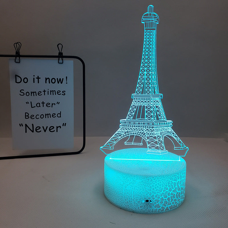 Eiffel Tower 3D Visual Slide Seven Color Table Lamp