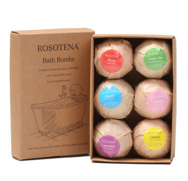 Organic Bath Bombs (6-Pack) - Mint, Lavender, Rose Scented