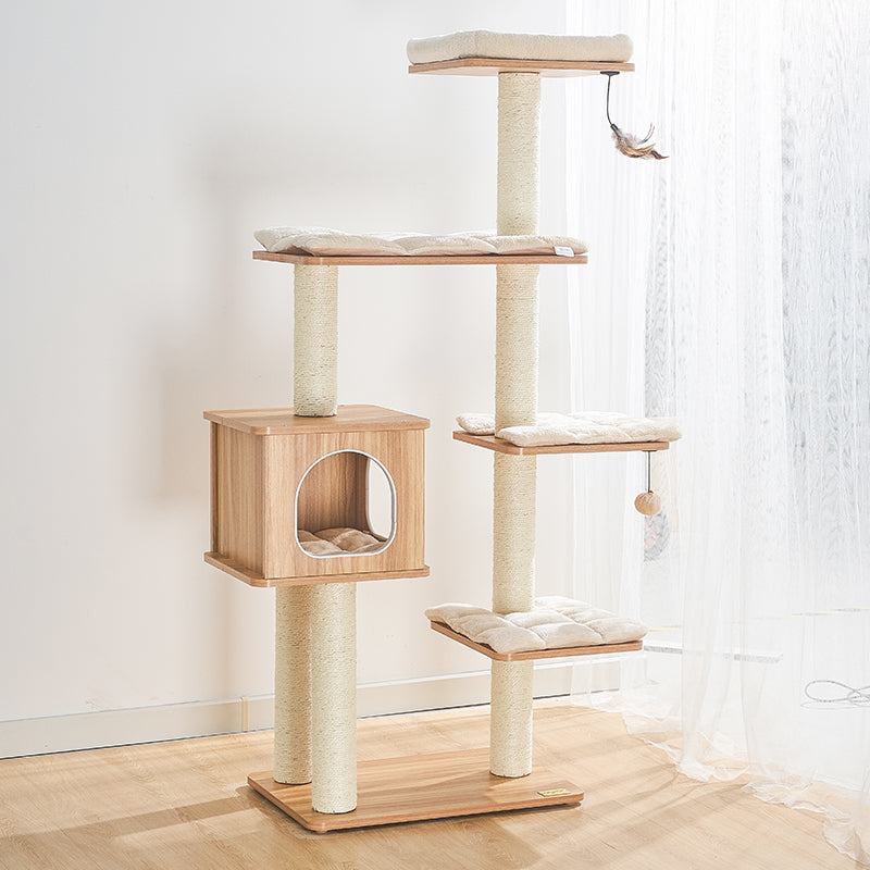 Integrated Vertical Sisal Cat Scratching Post