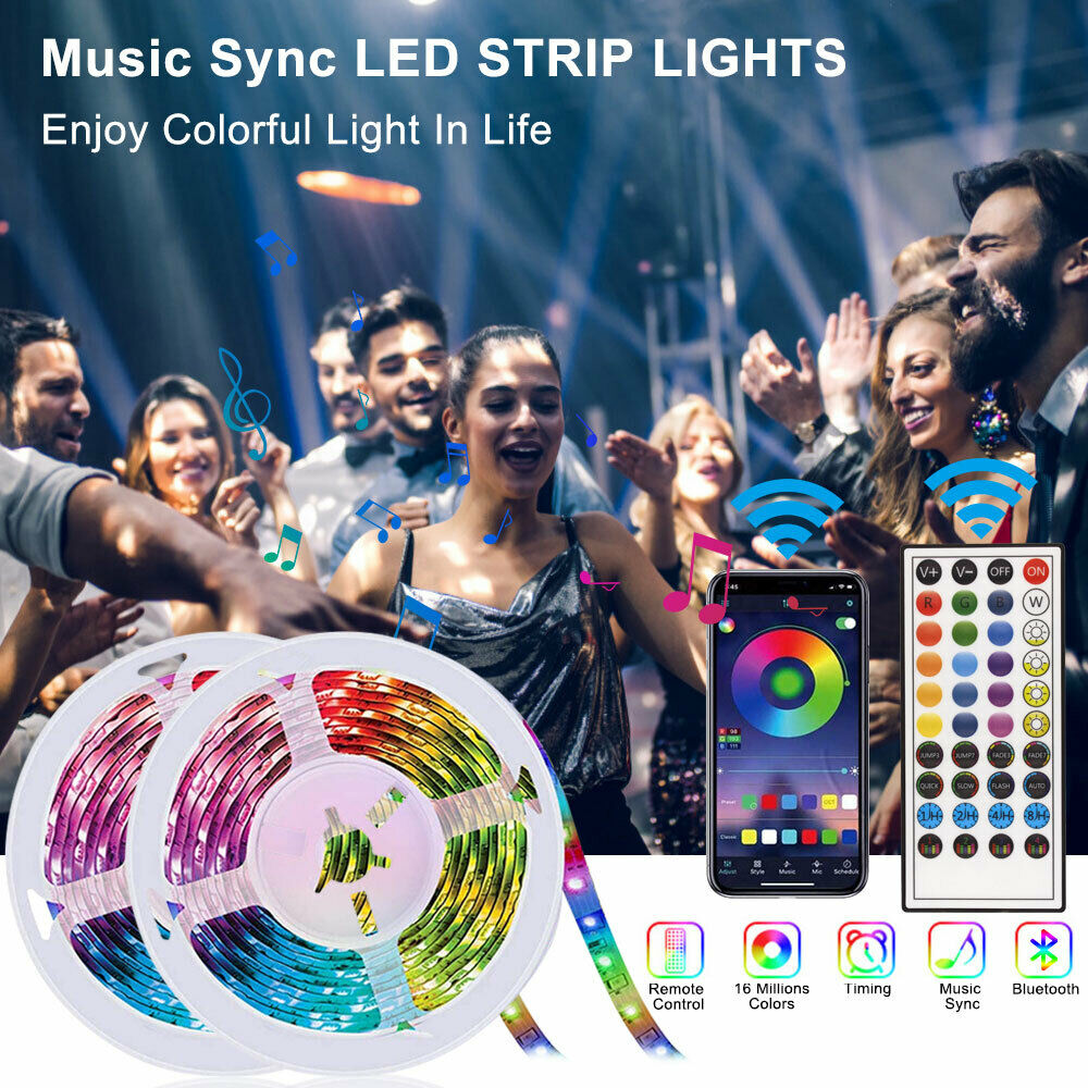 Bluetooth RGB LED Strip Lights with Remote – Color Changing Room Lights