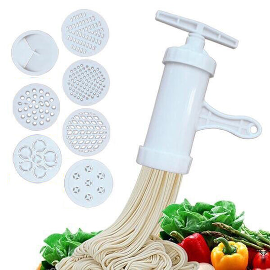 Manual Pasta Maker with Crank Cutter and 5 Press Molds