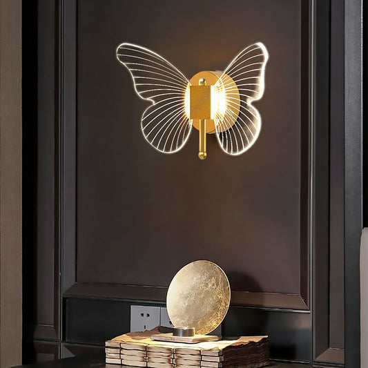 Butterfly Design LED Wall Lamp, Luxury Bedside Warm Light Decoration