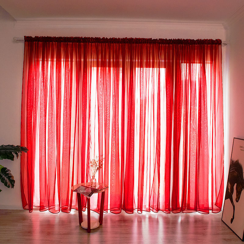 Modern Solid Color Sheer Balcony Curtain