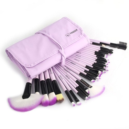 32-Piece Professional Makeup Brush Set with Cosmetic Bag