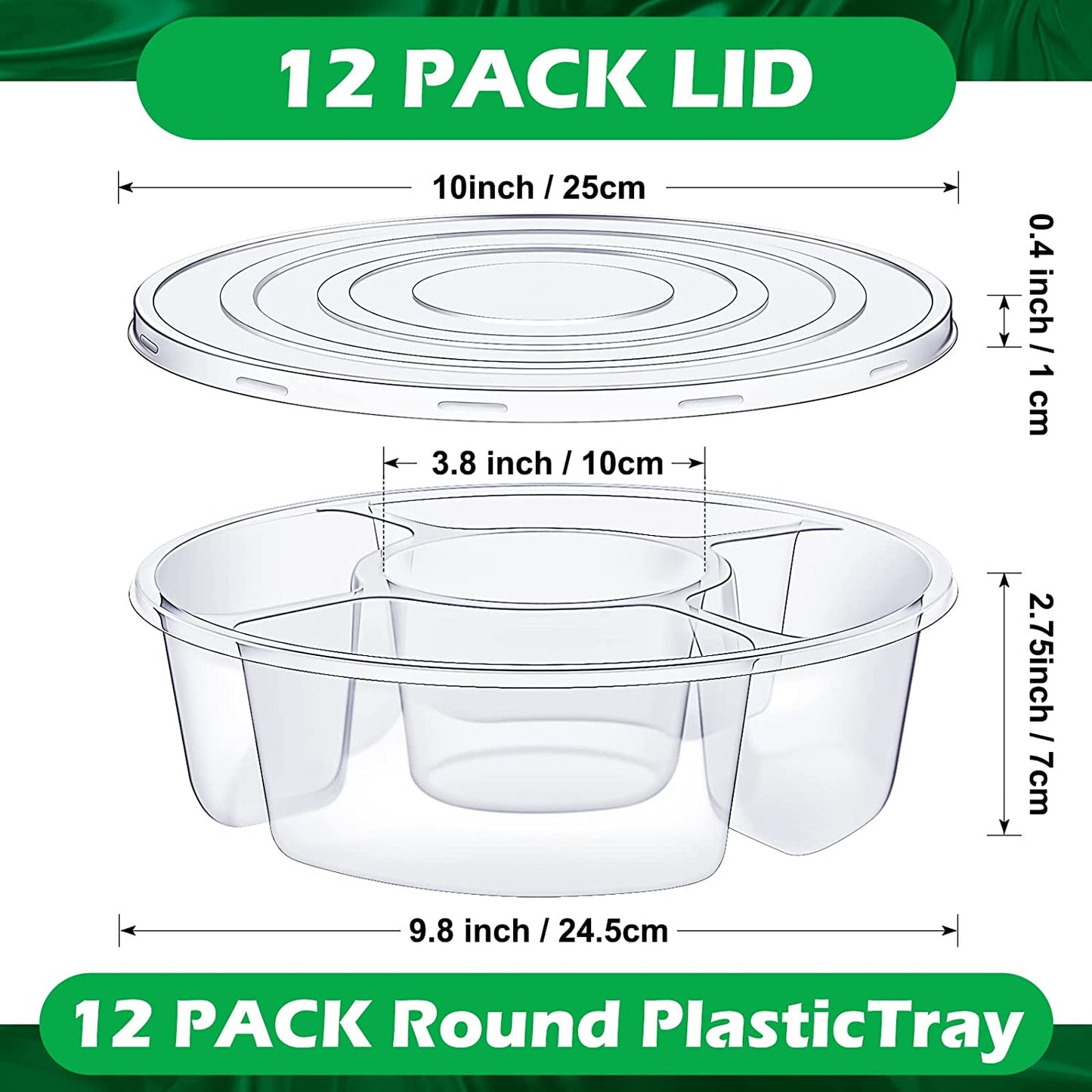 12-Piece Round Serving Trays with Lids