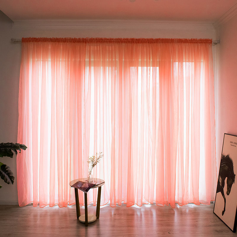 Modern Solid Color Sheer Balcony Curtain