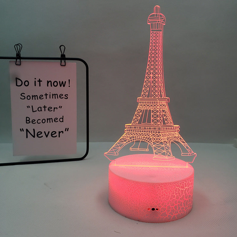 Eiffel Tower 3D Visual Slide Seven Color Table Lamp