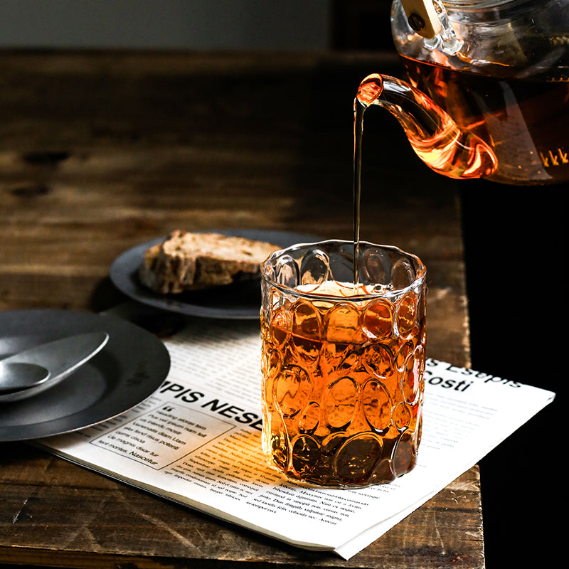 European Style Embossed Glass with Gilt Rim, Thick Transparent Whiskey Glass