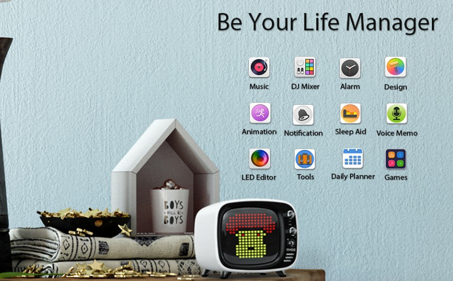 Unique Portable Smart Bluetooth Speaker with Alarm Clock