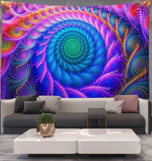 Hypnotic Spiral Psychedelic Tapestry